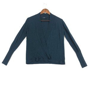 Zara Knit Women's Size Medium Blue Surplice V-Neck Long Sleeve Pullover Sweater